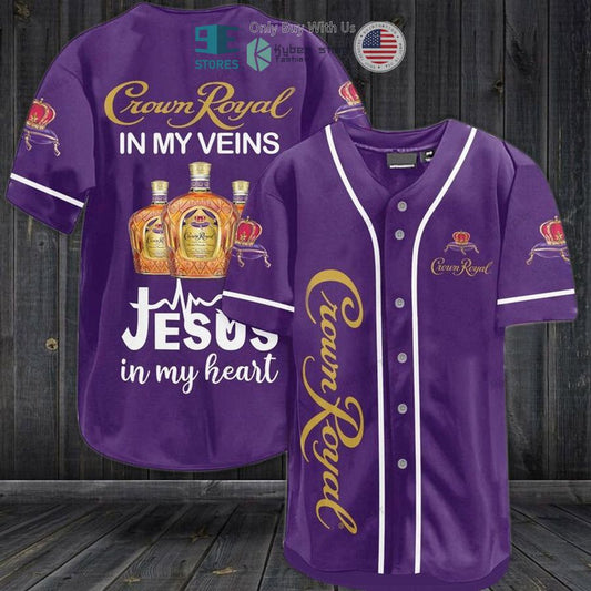 BEST Crown Royal in my veins Jesus in my heart purple Baseball Jersey