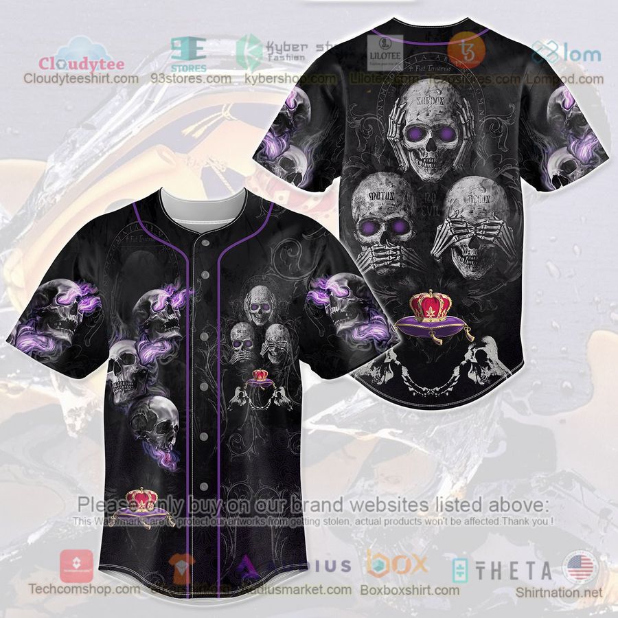 HOT Crown Royal No Evil skull Baseball Jersey Shirt