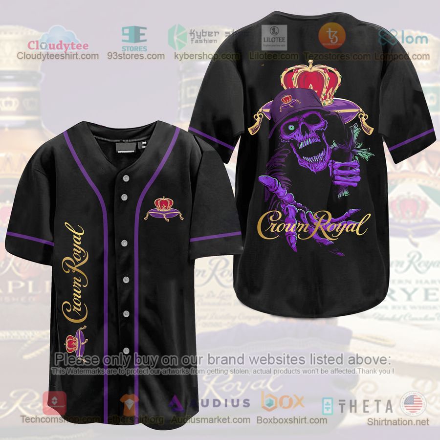HOT Crown Royal Skeleton black Baseball Jersey Shirt