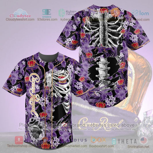 HOT Crown Royal Skeleton flowers Baseball Jersey Shirt
