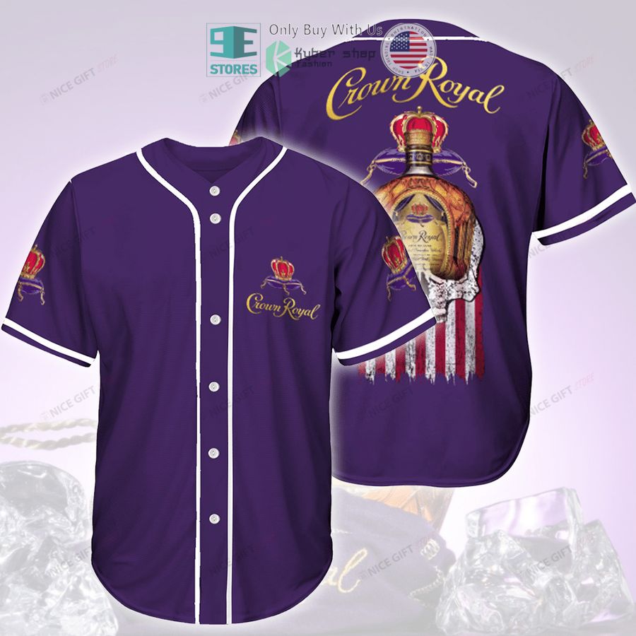 BEST Crown Royal Skull United States Flag purple Baseball Jersey