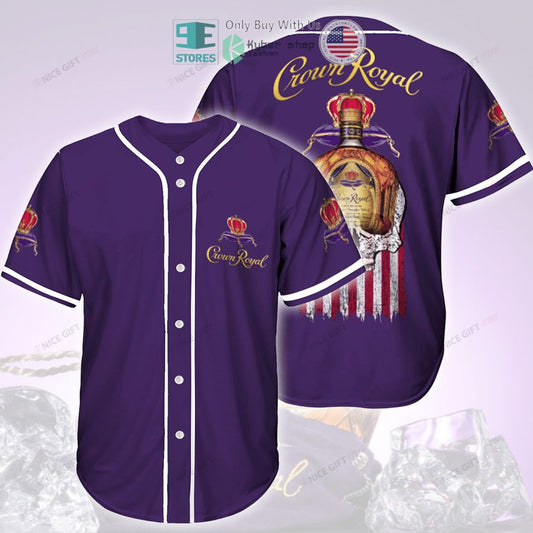 BEST Crown Royal Skull United States Flag purple Baseball Jersey