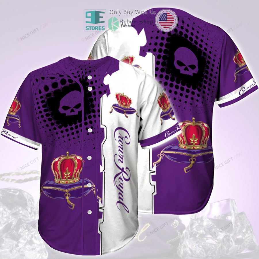 BEST Crown Royal Skull white purple Baseball Jersey
