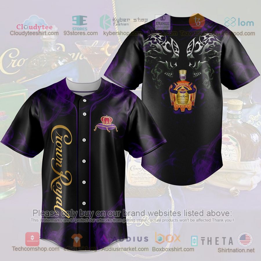 HOT Crown Royal Two Skull Baseball Jersey Shirt