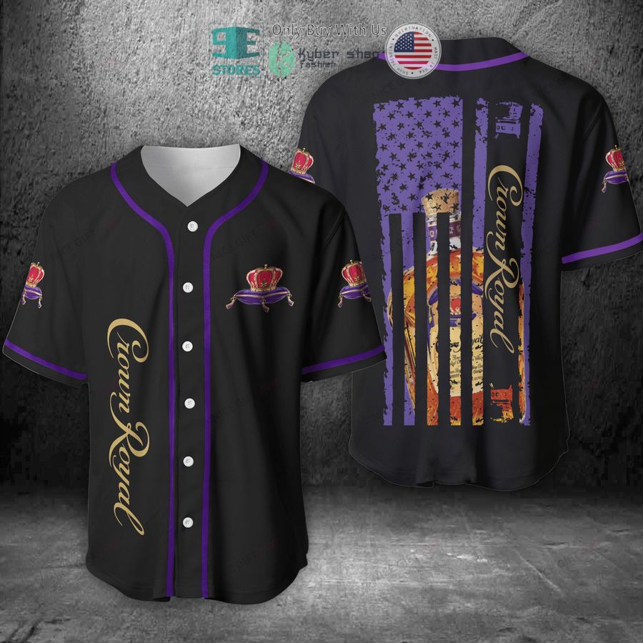 BEST Crown Royal United States Flag black purple Baseball Jersey