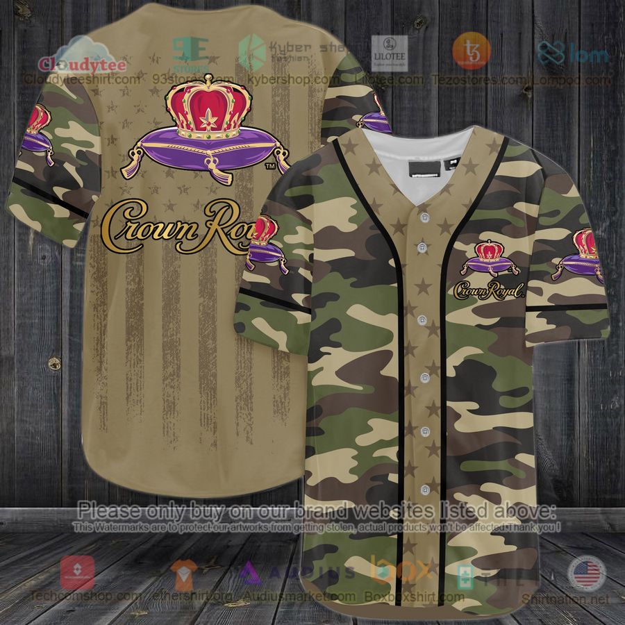 HOT Crown Royal United States Flag camo Baseball Jersey Shirt