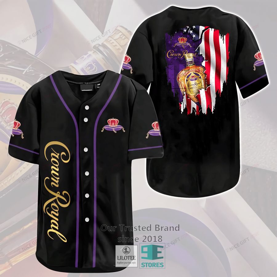 Crown Royal US Flag Black Baseball Jersey