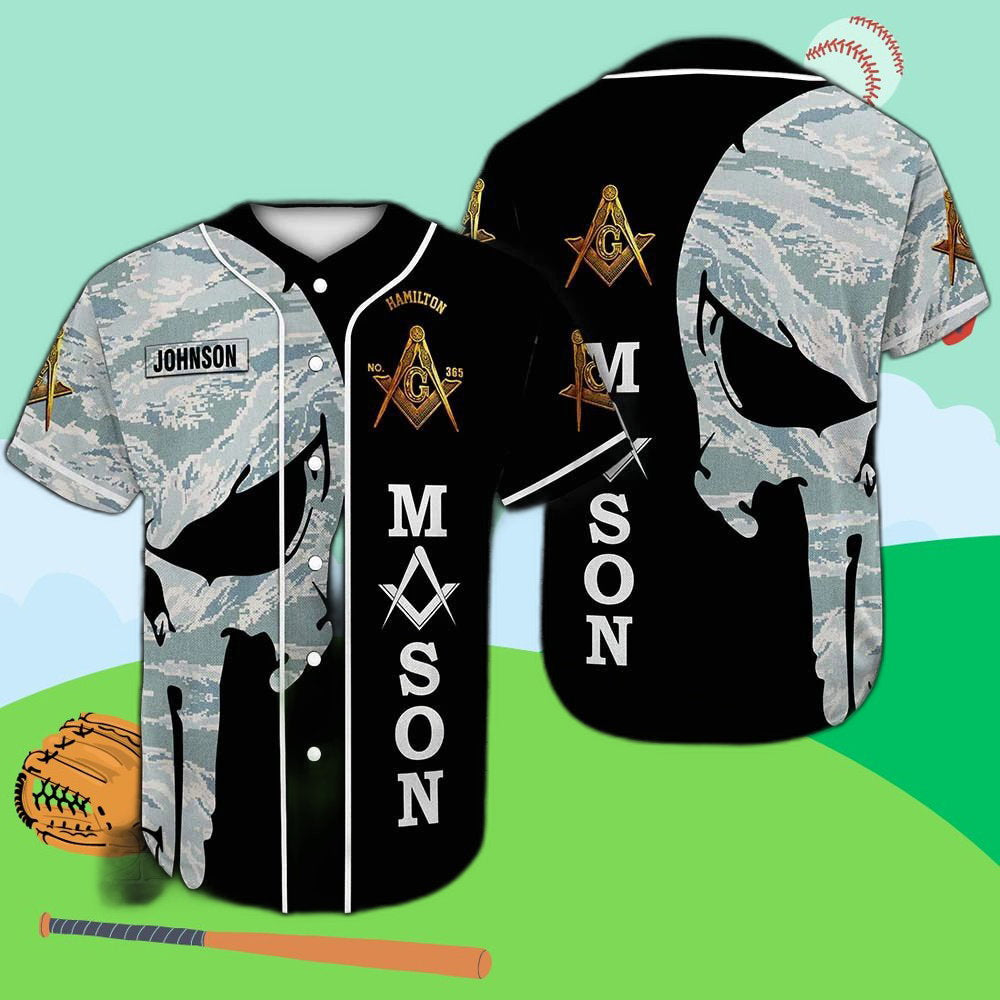 Custom Air Force Skull Baseball Jersey – Personalized Mason Design
