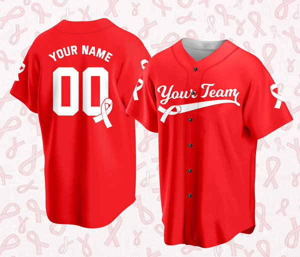 Custom Baseball Jersey For Breast Cancer Support Breast Cancer Warrior Survivor - lylyprint.com T-Shirts,... (Image 3)