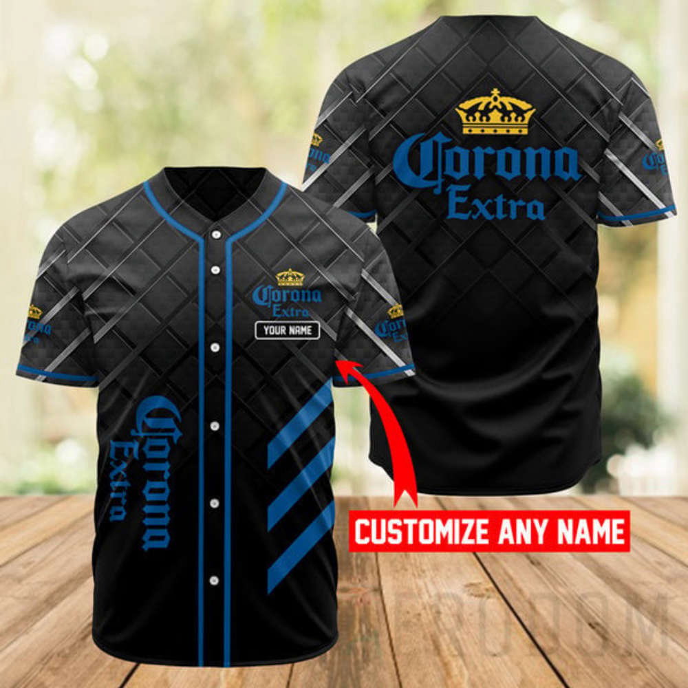 Custom Black Corona Beer Baseball Jersey – Unique Personalized Design