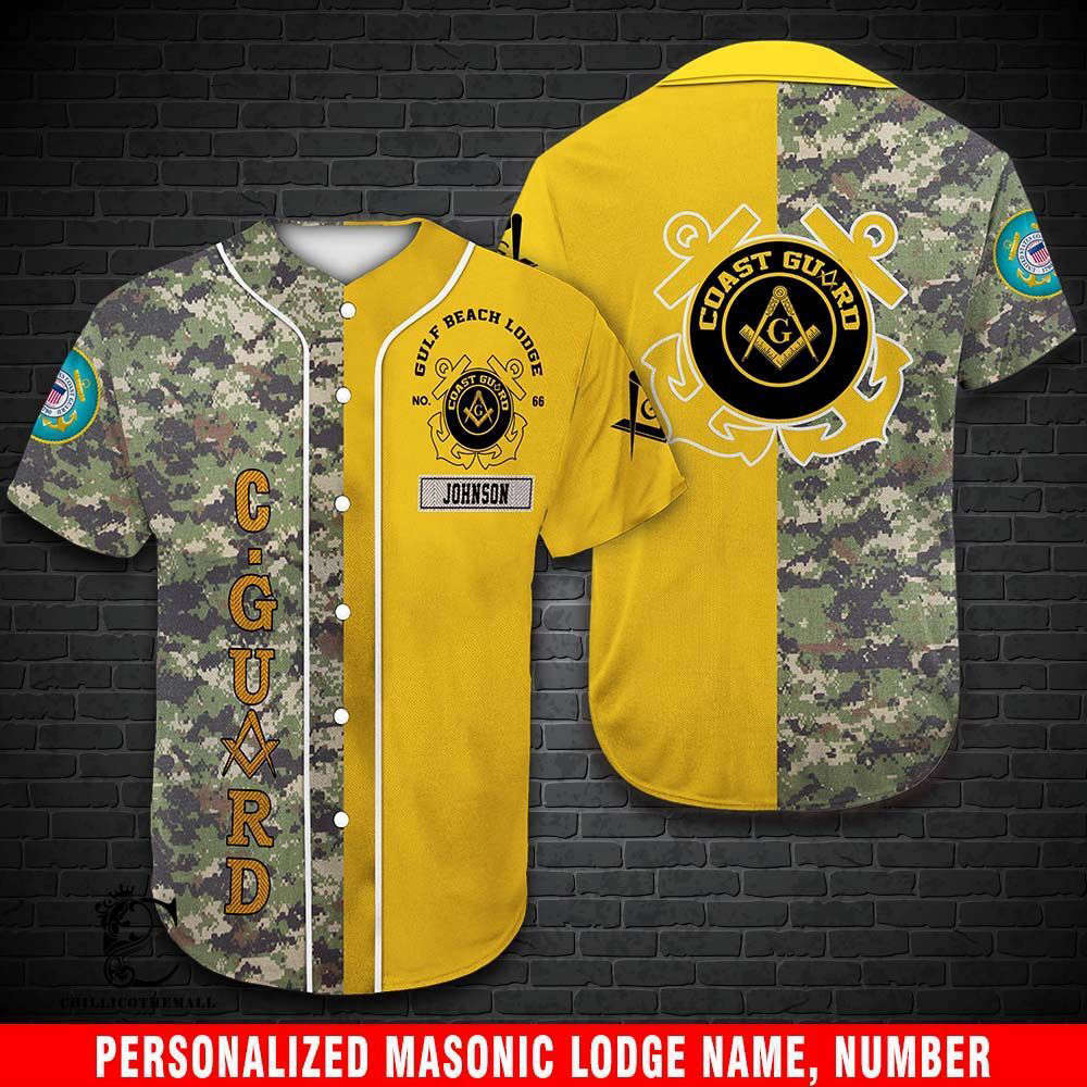 Custom Coast Guard Freemasonry Baseball Jersey – Personalized & Stylish
