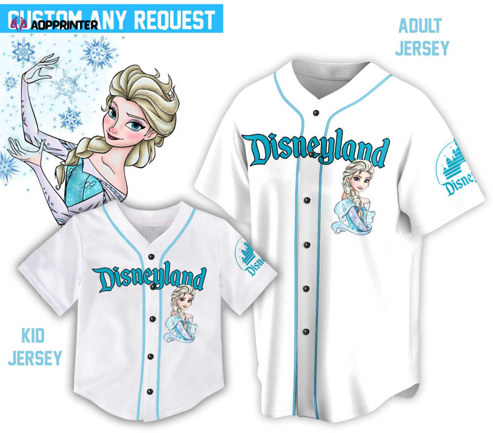 Custom Ddisney Princess Elsa Game Day Baseball Jersey Ddisney Frozen Elsa Baseball Outfit For Baseball Fan Player Baseball Girl Women Lover
