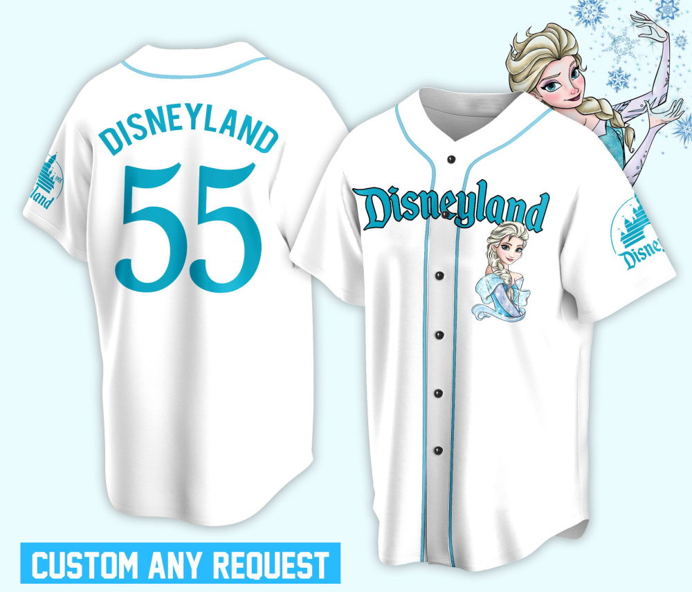 Custom Ddisney Princess Elsa Game Day Baseball Jersey Ddisney Frozen Elsa Baseball Outfit For Baseball Fan... (Image 2)