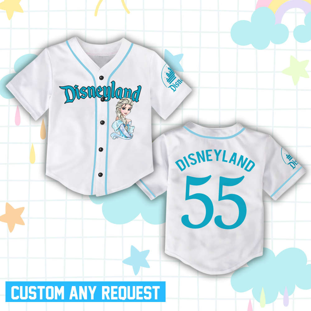 Custom Ddisney Princess Elsa Game Day Baseball Jersey Ddisney Frozen Elsa Baseball Outfit For Baseball Fan Player Baseball Girl Women Lover