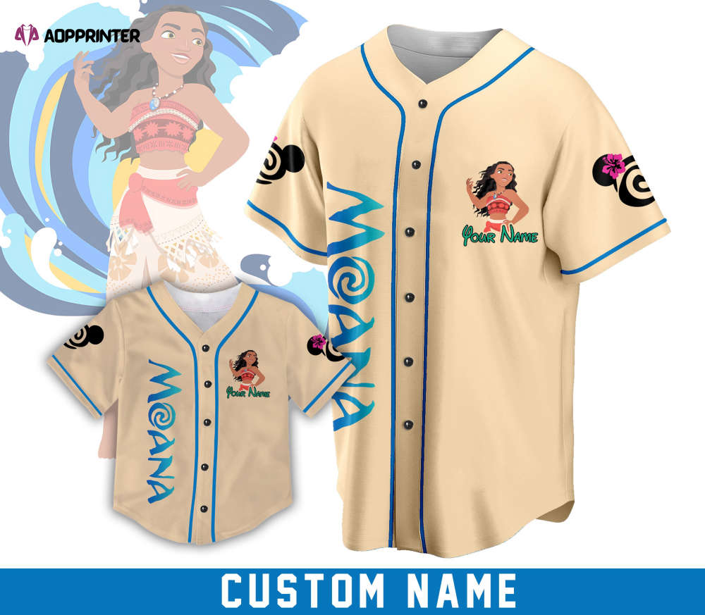 Custom Ddisney Princess Moana Game Day Baseball Jersey Ddisney Moana Baseball Outfit For Baseball Fan Player... (Image 1)