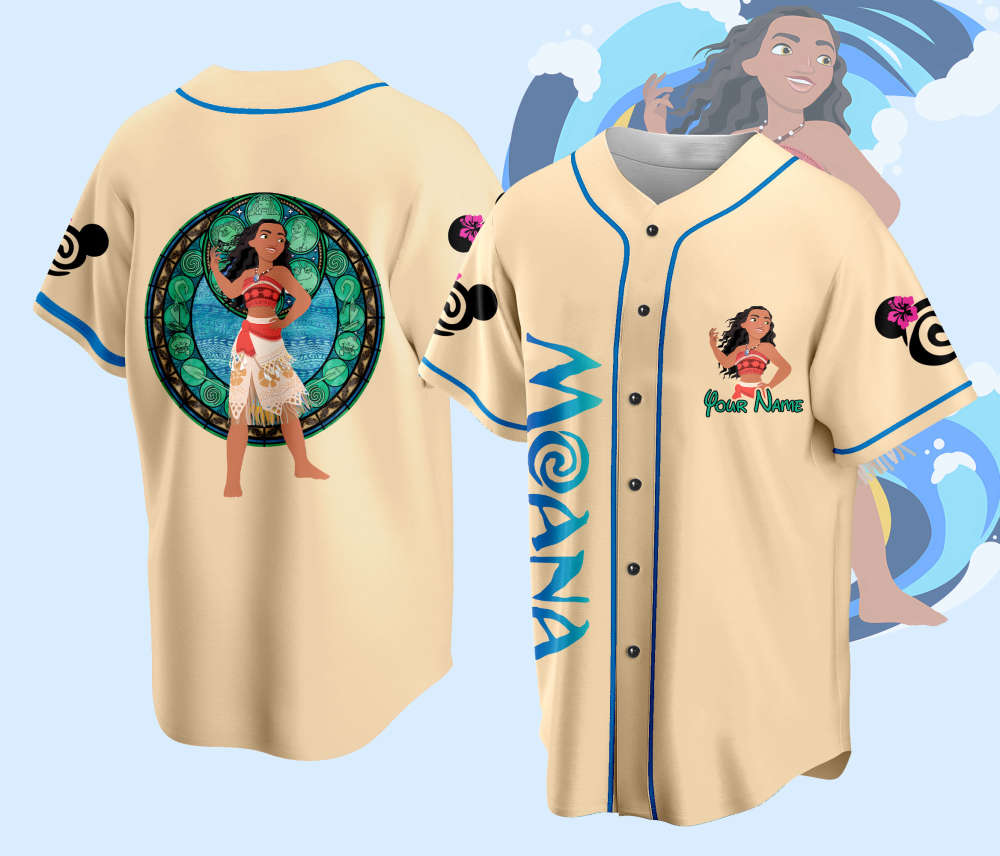 Custom Ddisney Princess Moana Game Day Baseball Jersey Ddisney Moana Baseball Outfit For Baseball Fan Player... (Image 2)