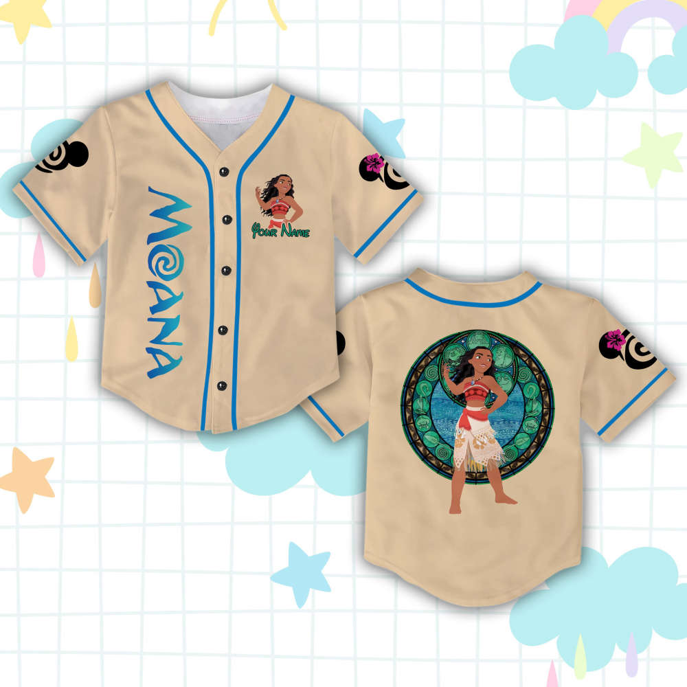 Custom Ddisney Princess Moana Game Day Baseball Jersey Ddisney Moana Baseball Outfit For Baseball Fan Player... (Image 3)