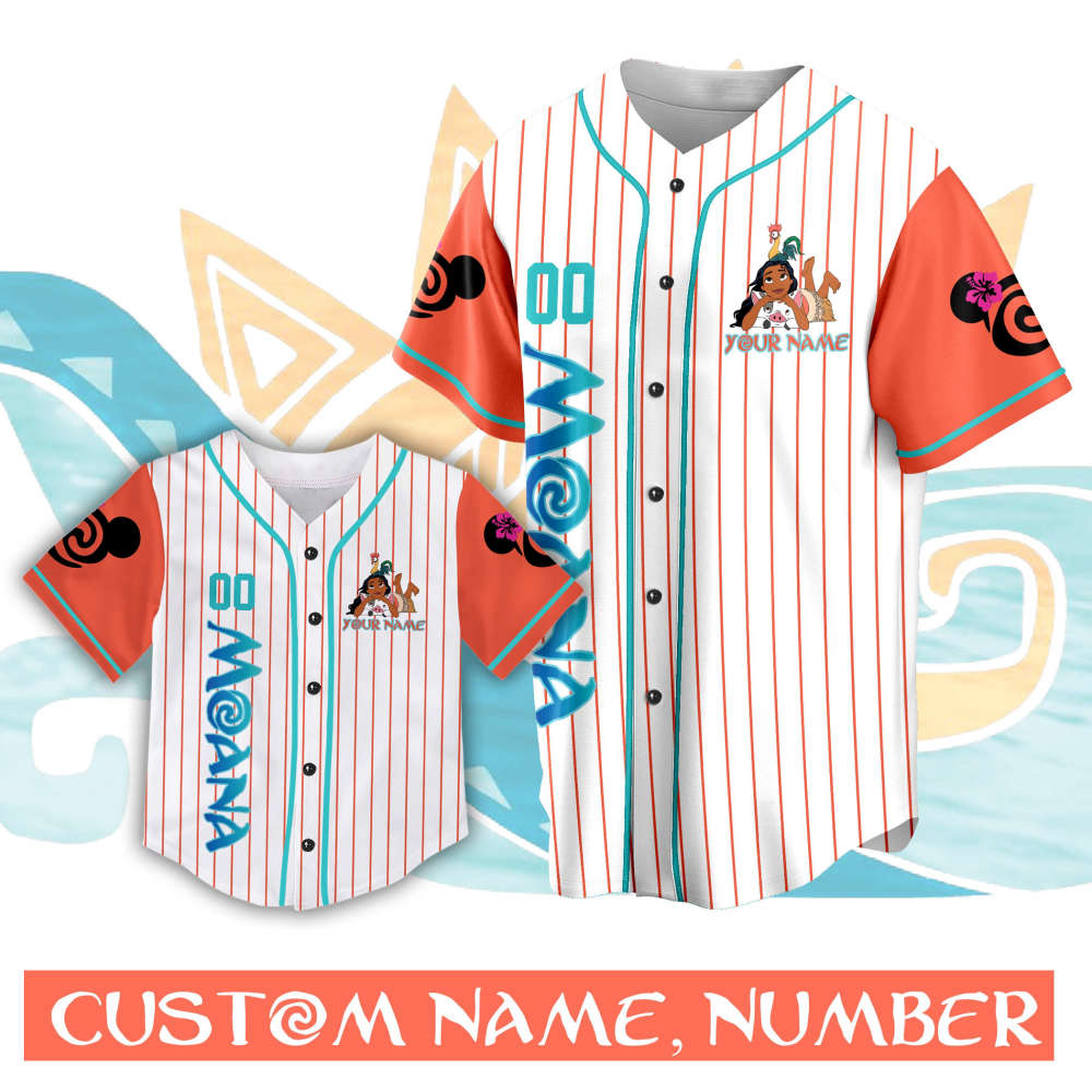 Custom Ddisney Princess Moana Game Day Baseball Jersey Ddisney Moana Baseball Outfit For Baseball Fan Player Baseball Girl Women Lover