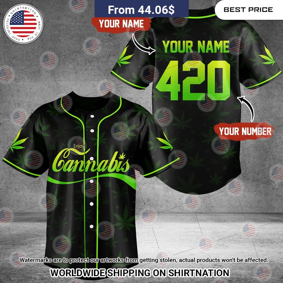 Custom Enjoy Cannabis 420 Baseball Jersey