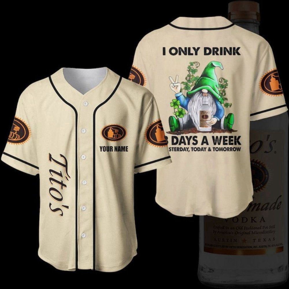 Custom Gnome Tito s Vodka Baseball Jersey: Beer Lover Shirt
