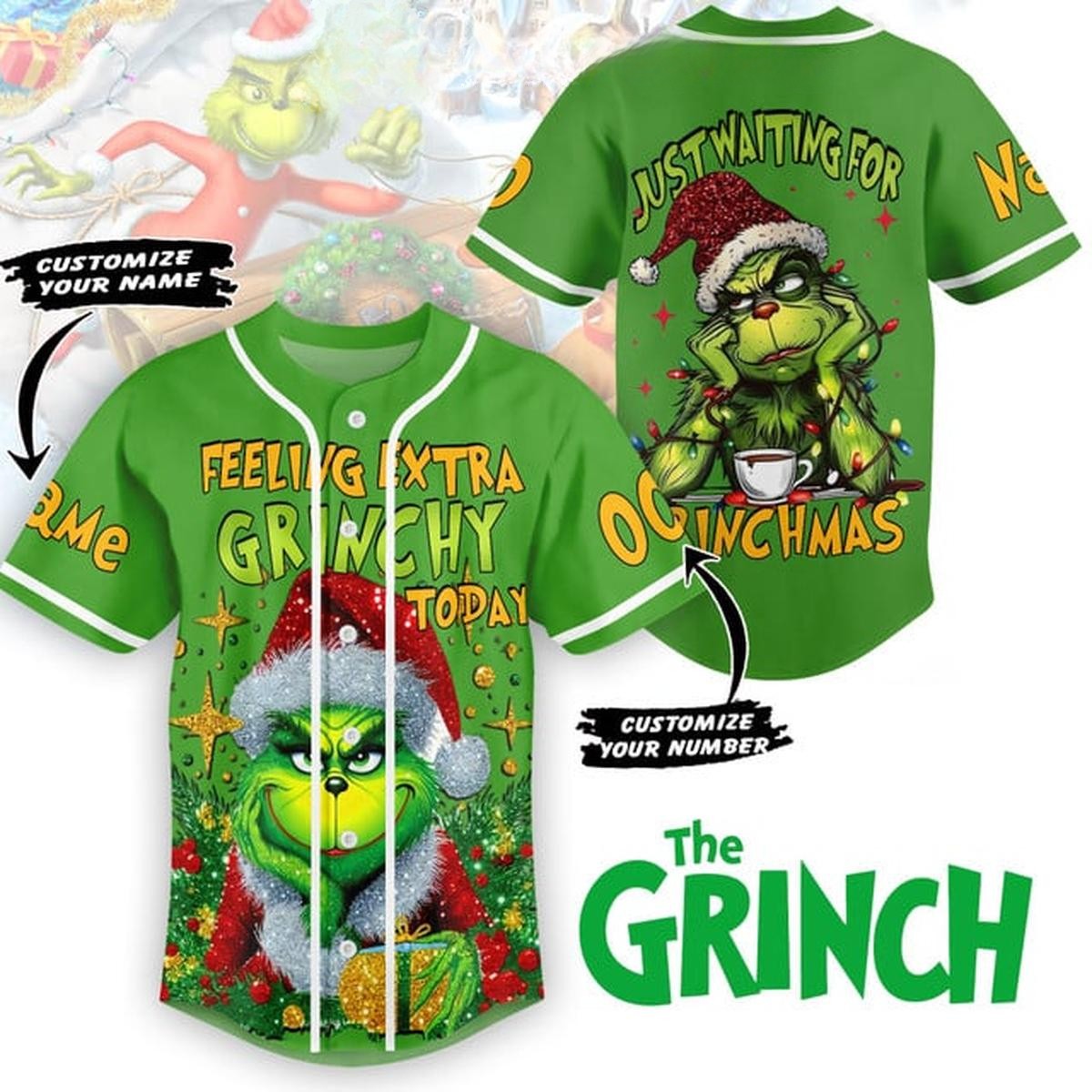 Custom Merry Grinchmas Christmas Green Baseball Jersey T-Shirts, Hoodie, Sweatshirt | WearSparks.com
