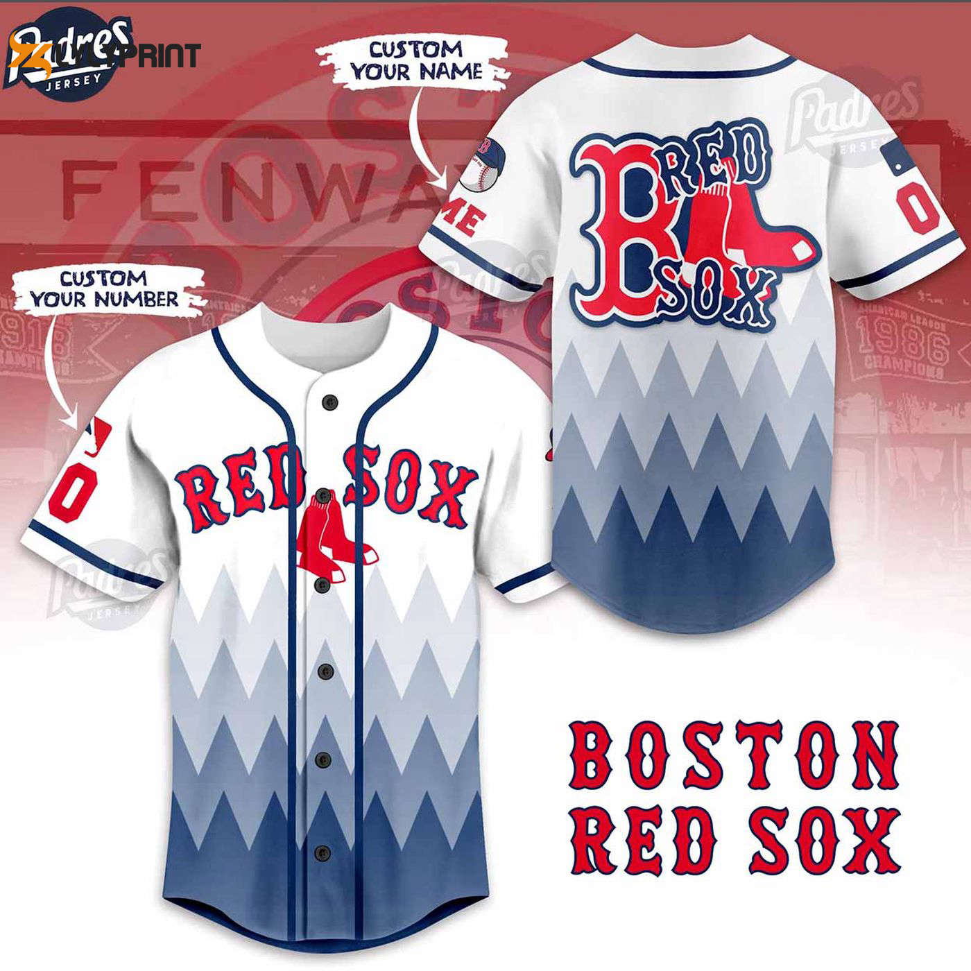 Score Big with Custom MLB Boston Red Sox Baseball Jersey - Personalized Style! - Gift for Men Women -... (Image 1)
