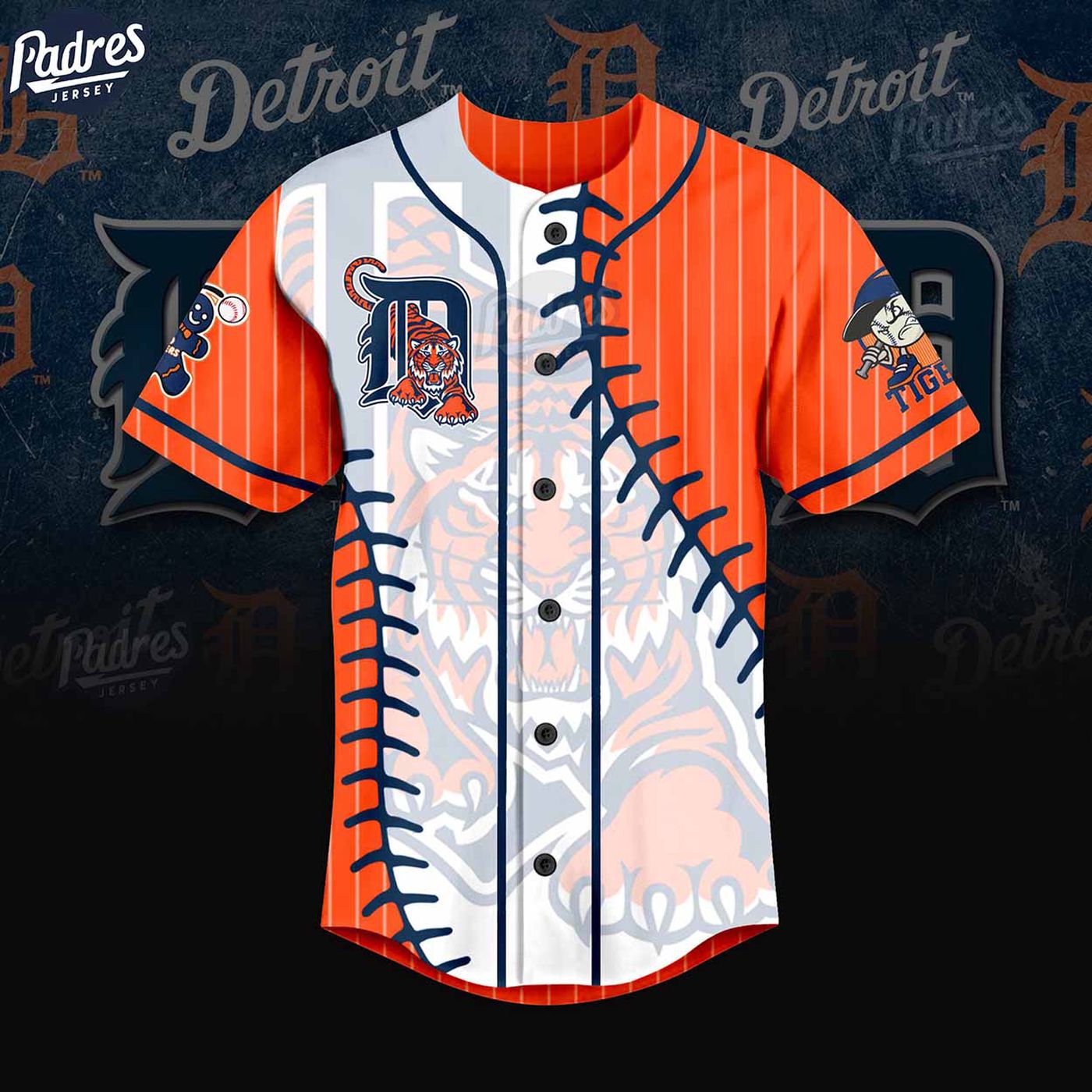Show Your Tigers Pride with our Custom MLB Detroit Tigers Orange Baseball Jersey! - lylyprint.com T-Shirts,... (Image 3)