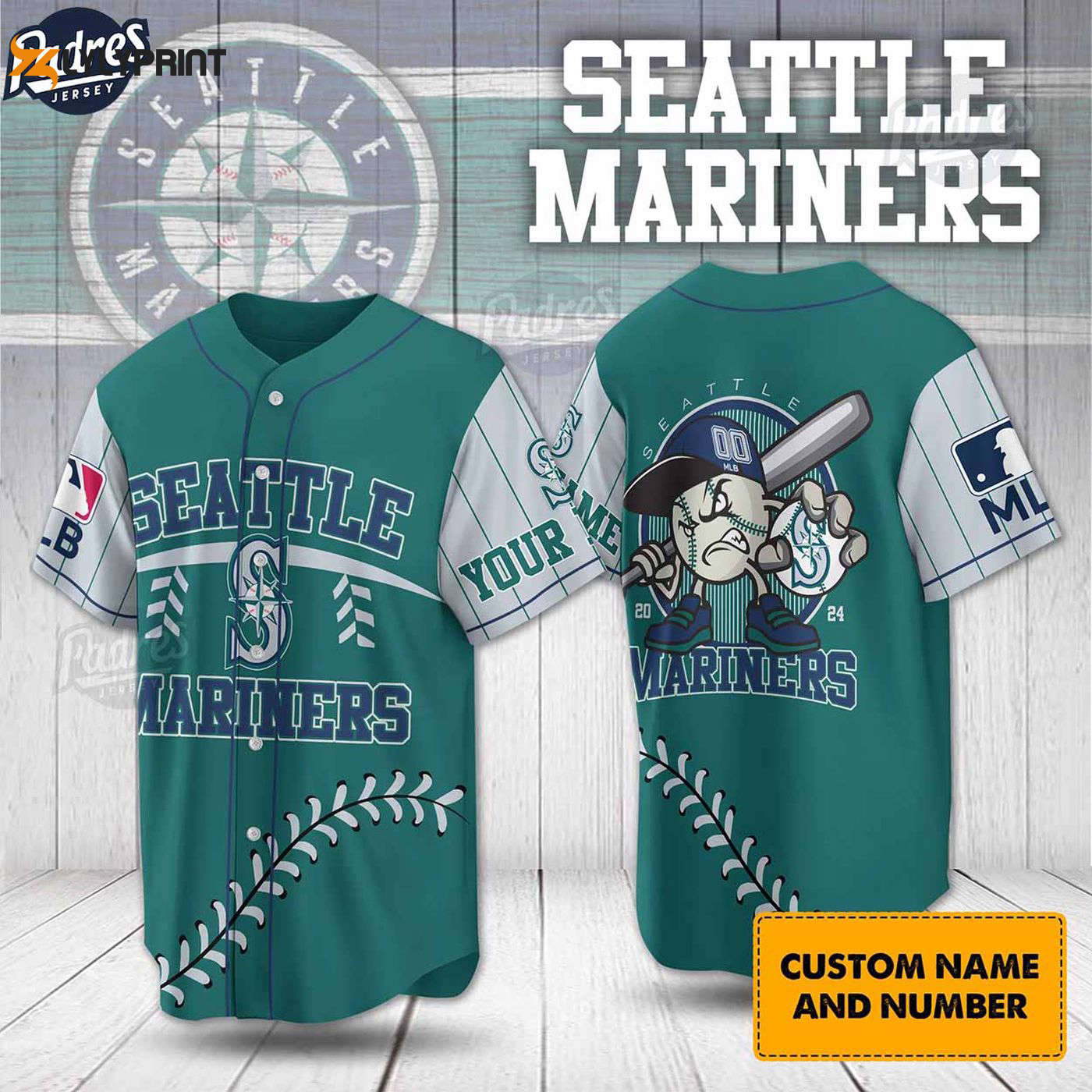 Get Your Custom MLB Seattle Mariners Baseball Jersey - Show Your Team Spirit! - Gift for Men Women -... (Image 1)