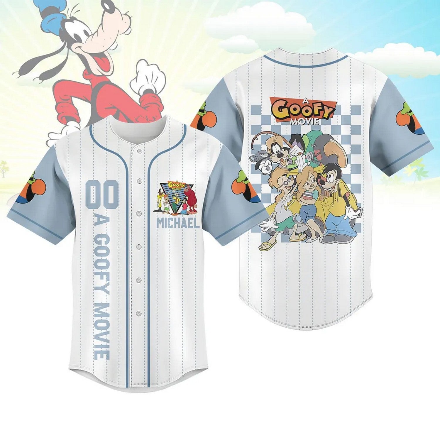 Custom Name A Goofy Movie Characters Baseball Jersey T-Shirts, Hoodie, Sweatshirt | WearSparks.com (Image 1)