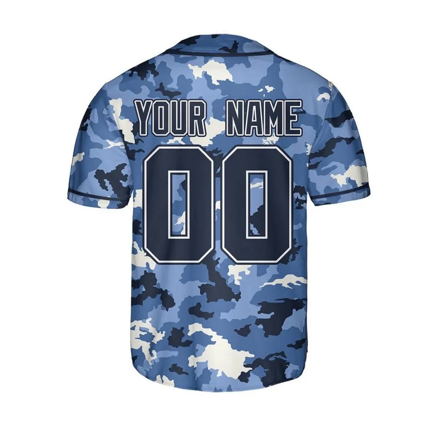 Custom Name And Number Camo Texture Blue Baseball Jersey T-Shirts, Hoodie, Sweatshirt | WearSparks.com (Image 4)