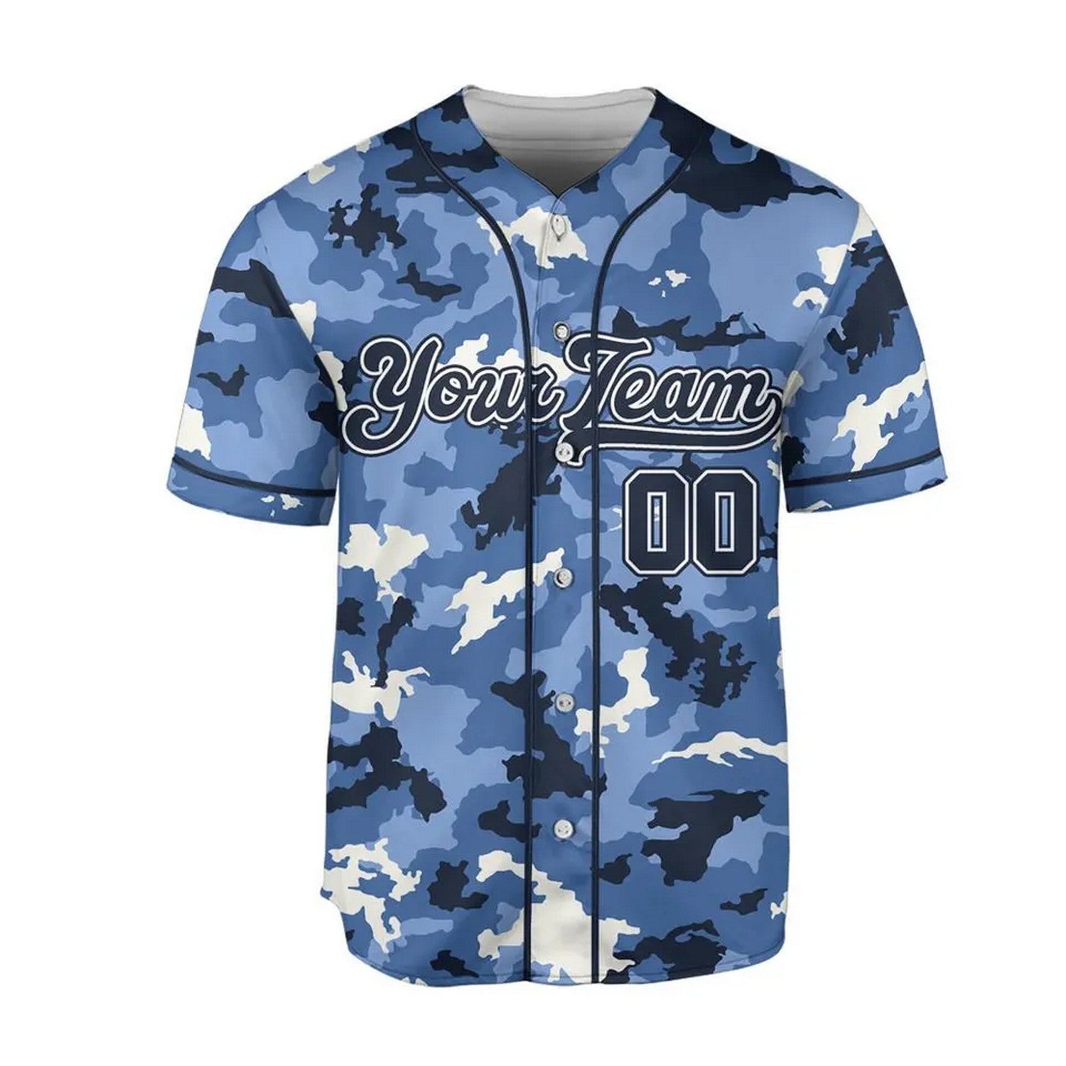 Custom Name And Number Camo Texture Blue Baseball Jersey T-Shirts, Hoodie, Sweatshirt | WearSparks.com (Image 3)