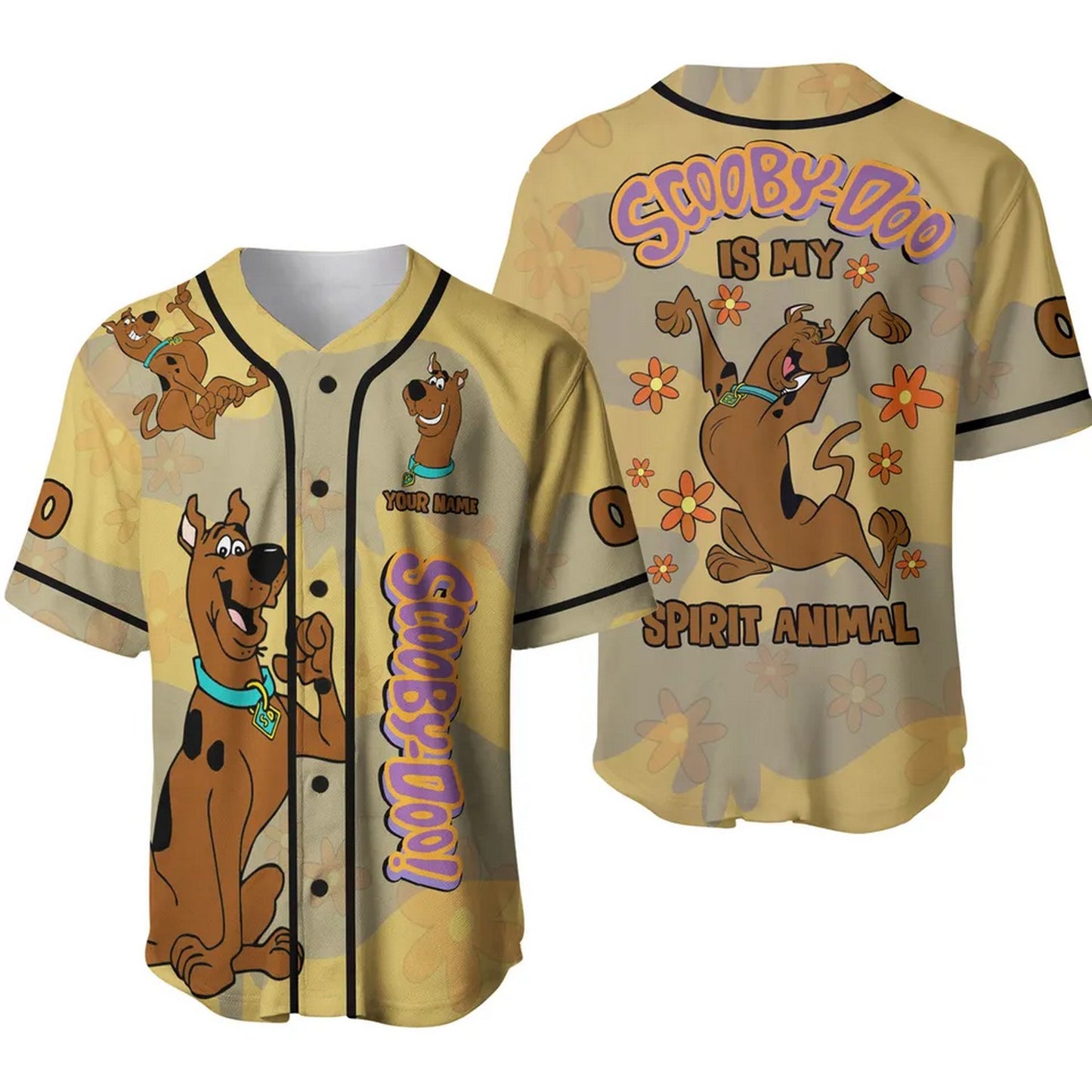Custom Name And Number Camo Texture Scooby Doo Is My Spirit Animal Baseball Jersey T-Shirts, Hoodie, Sweatshirt (Image 1)