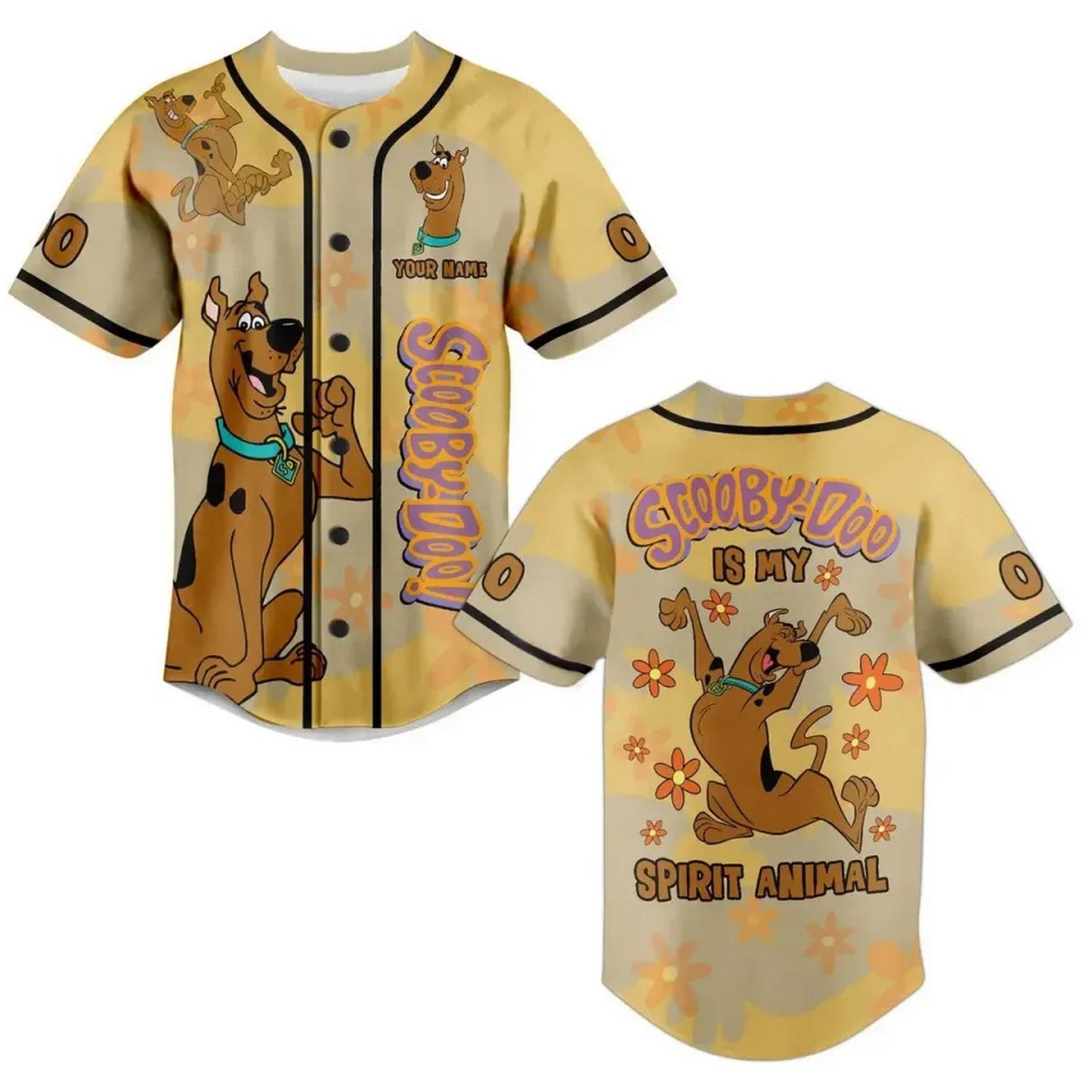 Custom Name And Number Camo Texture Scooby Doo Is My Spirit Animal Baseball Jersey T-Shirts, Hoodie, Sweatshirt (Image 2)