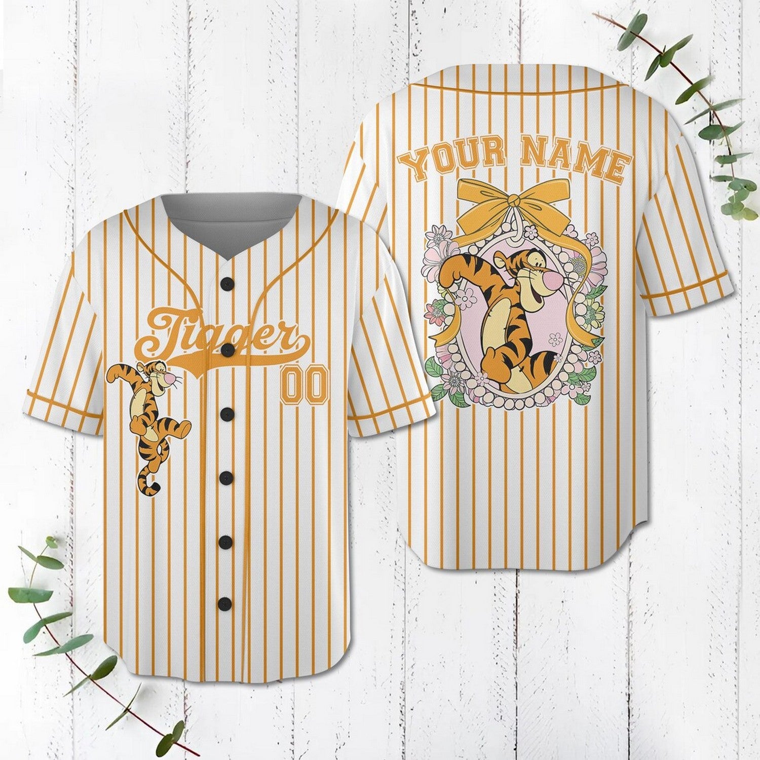 Custom Name And Number Coquette Bow Tigger Baseball Jersey T-Shirts, Hoodie, Sweatshirt | WearSparks.com (Image 1)