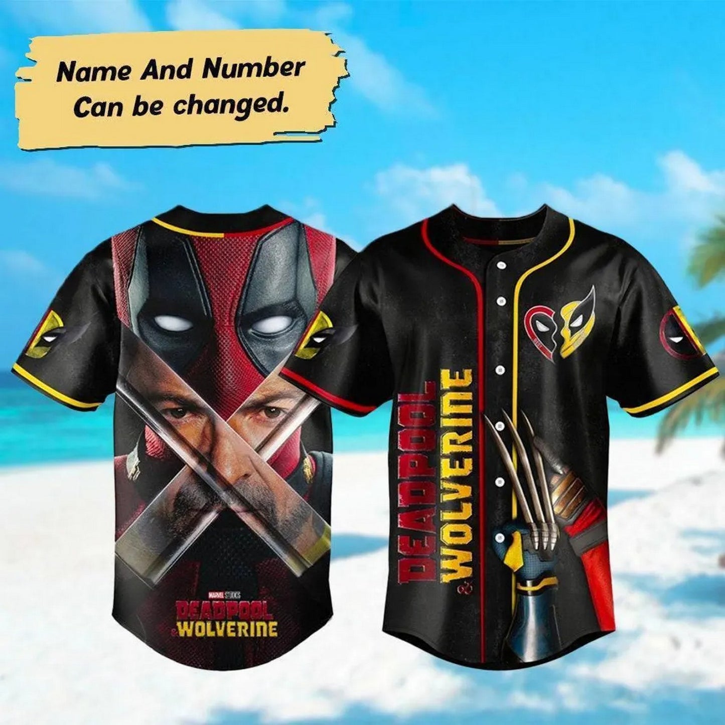 Custom Name And Number Deadpool And Wolverine Black Baseball Jersey T-Shirts, Hoodie, Sweatshirt | WearSparks.com