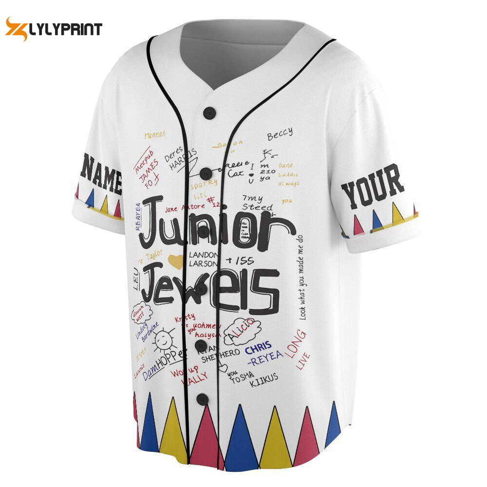 Custom Name And Number Junior Jewels Music Baseball Jersey - lylyprint.com T-Shirts, Hoodie, Sweatshirt (Image 1)