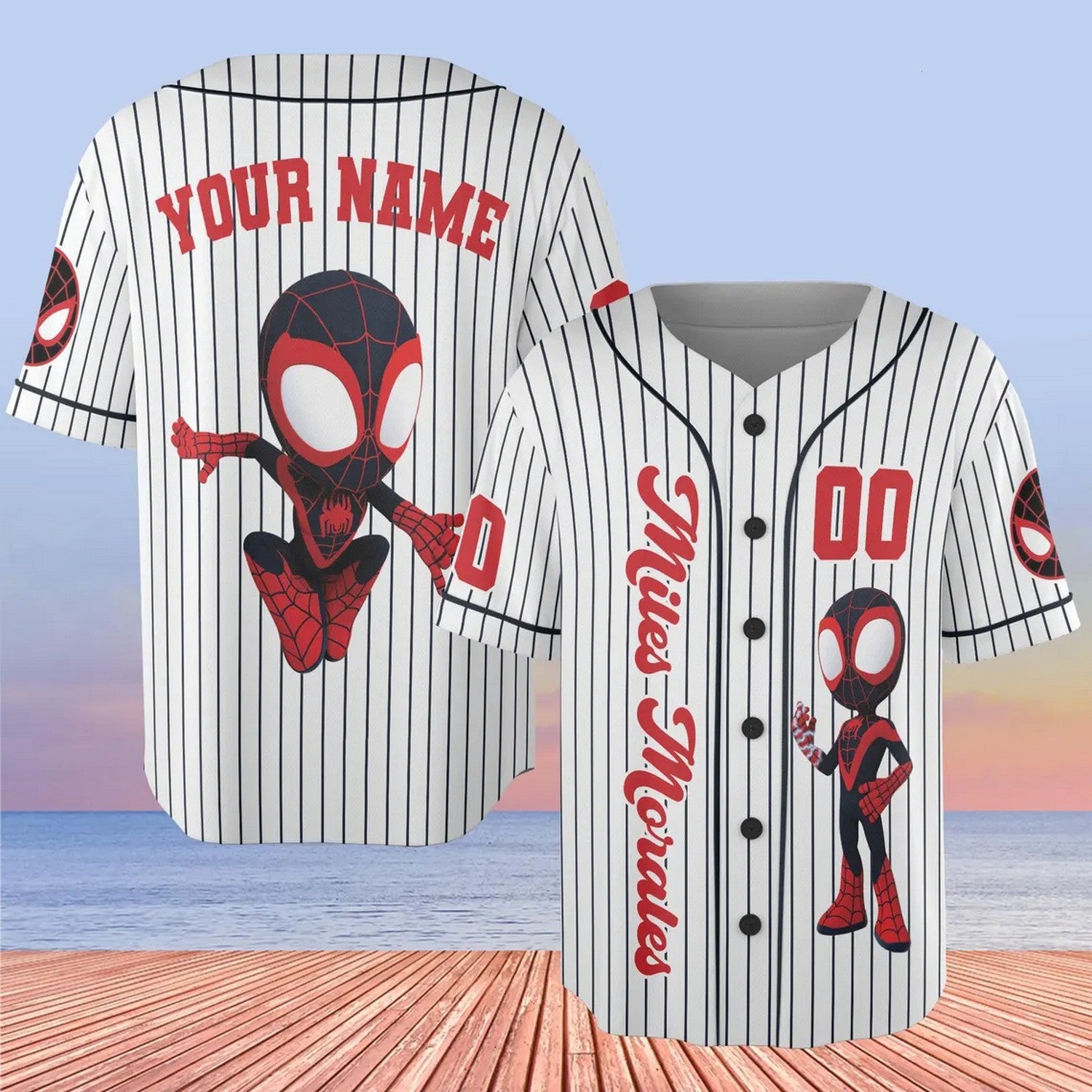 Custom Name And Number Miles Morales Spiderman Baseball Jersey T-Shirts, Hoodie, Sweatshirt | WearSparks.com (Image 1)
