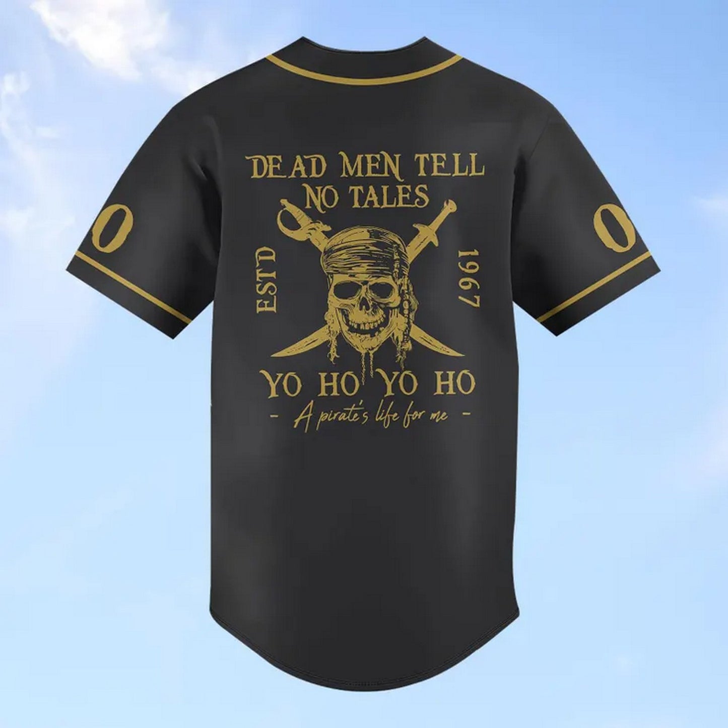 Custom Name And Number Pirates Of The Caribbean Dead Men Tell No Tales Black Baseball Jersey T-Shirts, Hoodie,... (Image 4)