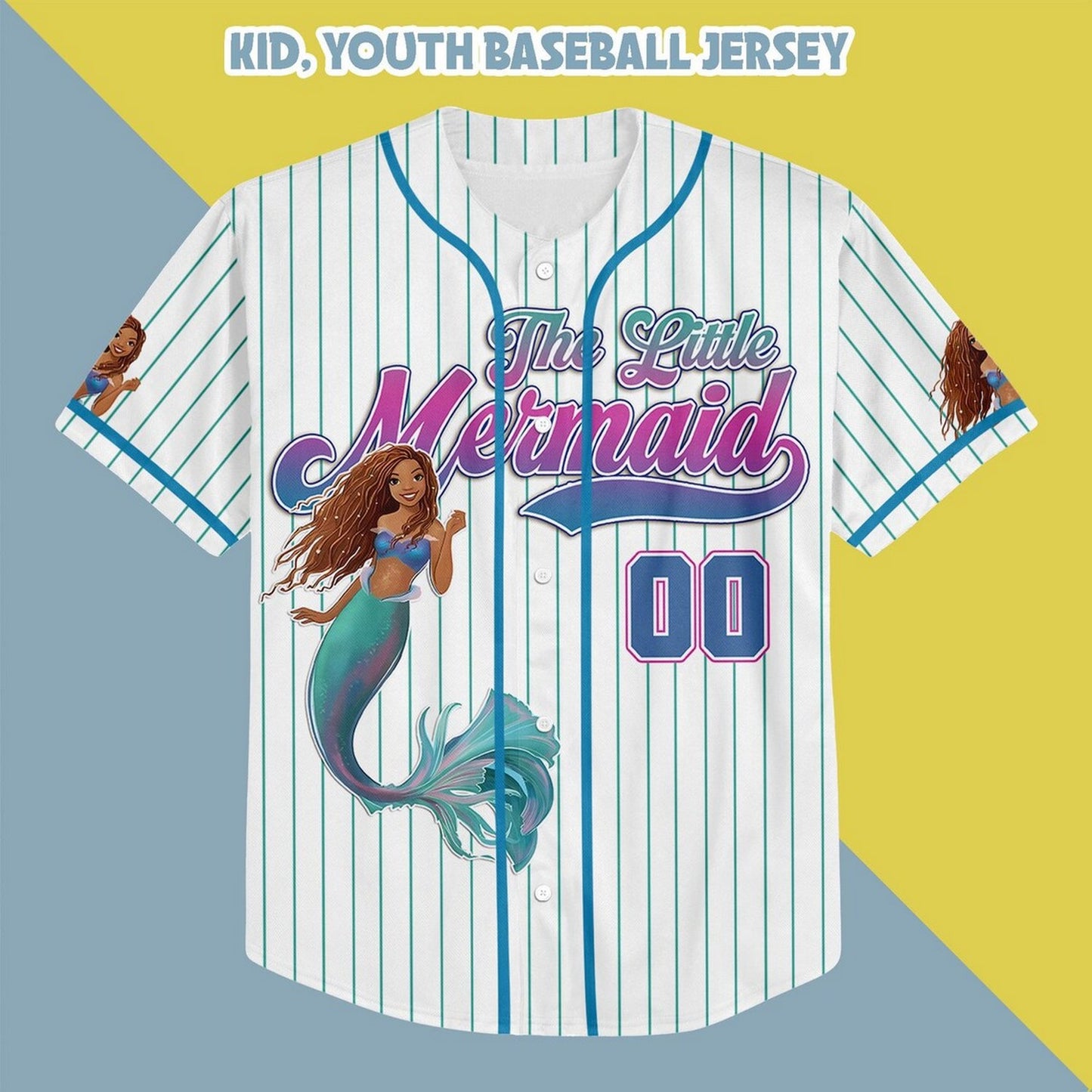 Custom Name And Number The Little Mermaid Baseball Jersey T-Shirts, Hoodie, Sweatshirt | WearSparks.com (Image 3)