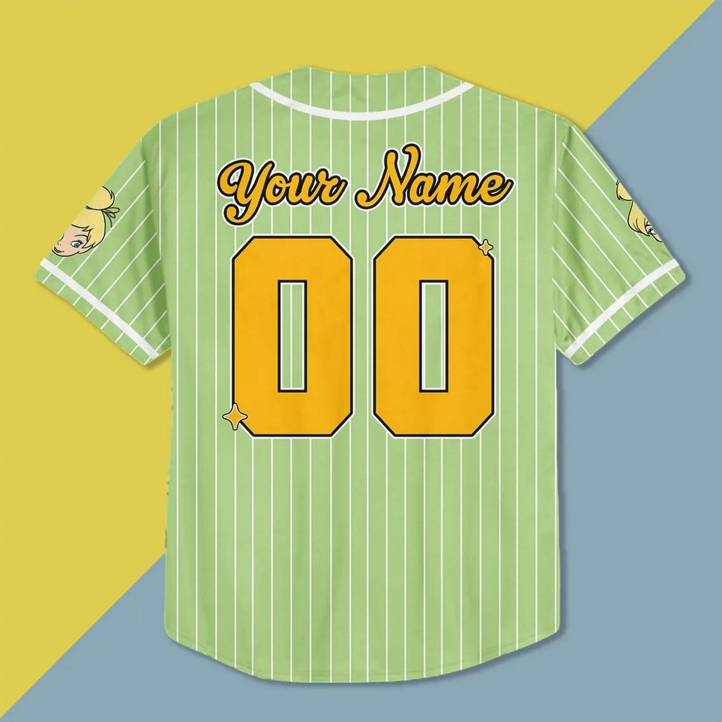 Custom Name And Number Tinker Bell Green Vertical Baseball Jersey T-Shirts, Hoodie, Sweatshirt | WearSparks.com (Image 4)