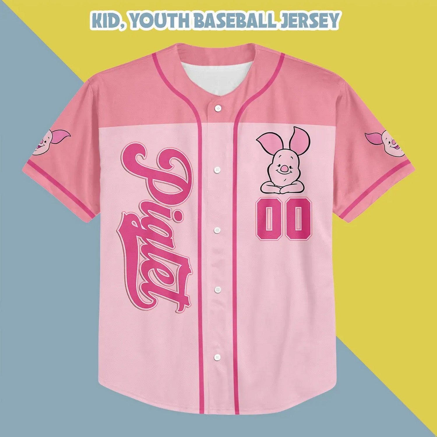 Custom Name And Number Winnie The Pooh Piglet Baseball Jersey T-Shirts, Hoodie, Sweatshirt | WearSparks.com (Image 3)
