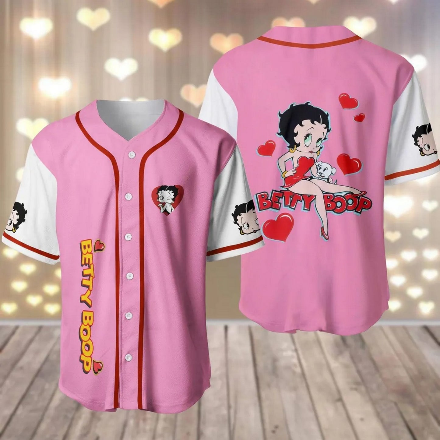 Custom Name Betty Boop Simple Pink White Baseball Jersey T-Shirts, Hoodie, Sweatshirt | WearSparks.com