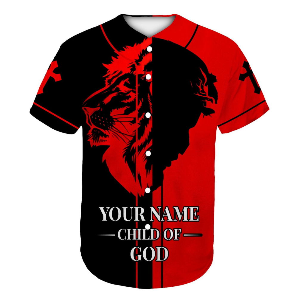Custom name Child Of God Red and Black Christians Baseball Jersey | Colorful | Adult Unisex | S - 5XL Full Size... (Image 2)