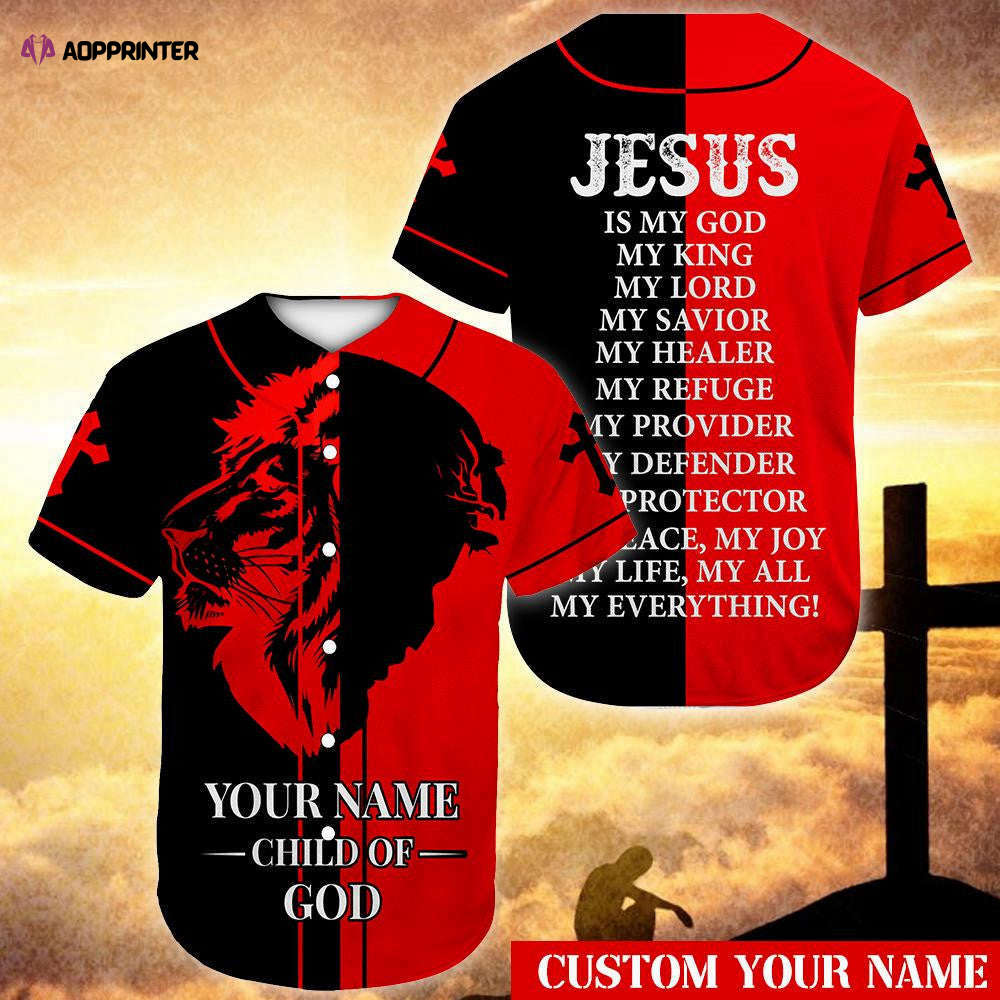 Custom name Child Of God Red and Black Christians Baseball Jersey | Colorful | Adult Unisex | S - 5XL Full Size... (Image 1)
