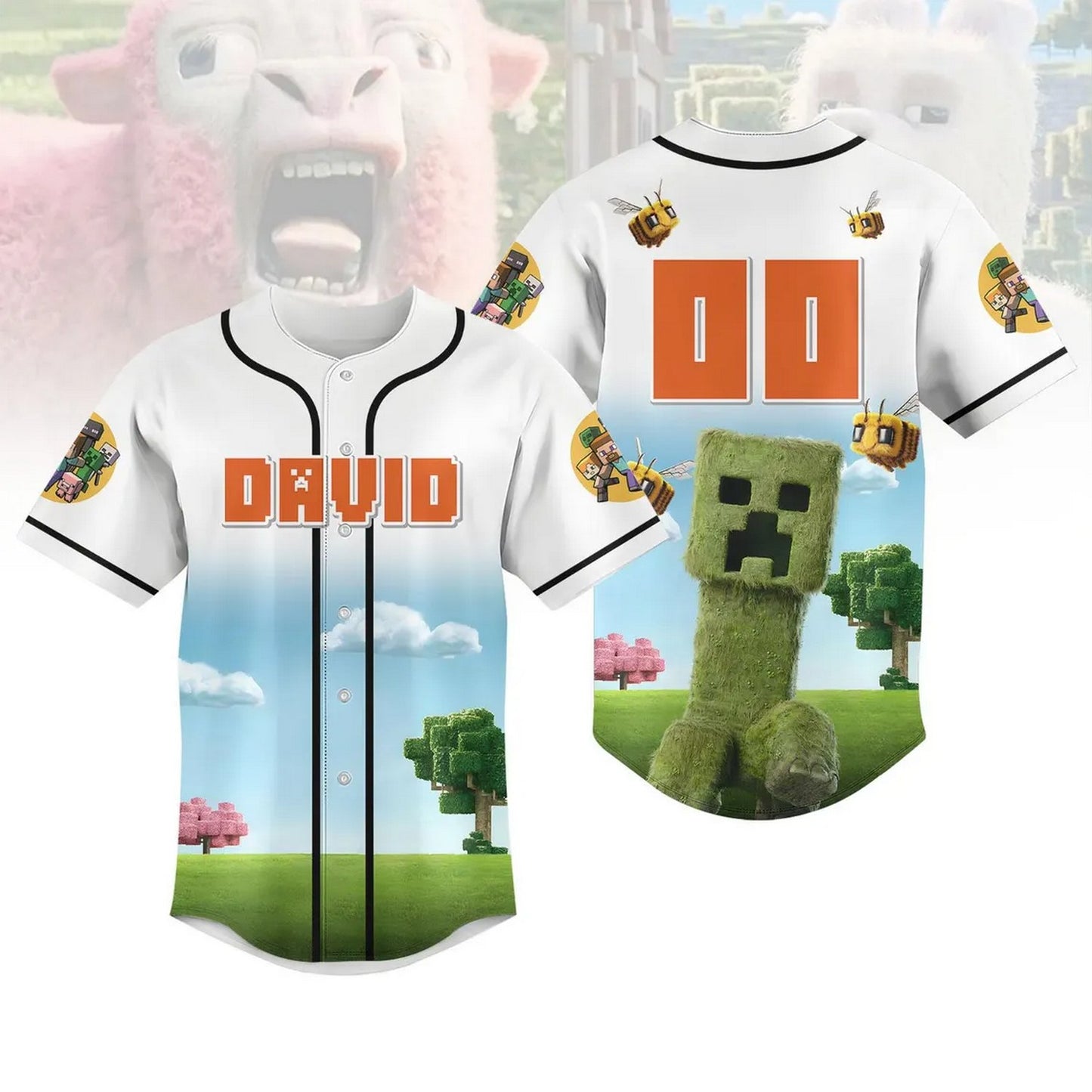 Custom Name Creeper Minercraft Baseball Jersey T-Shirts, Hoodie, Sweatshirt | WearSparks.com (Image 1)
