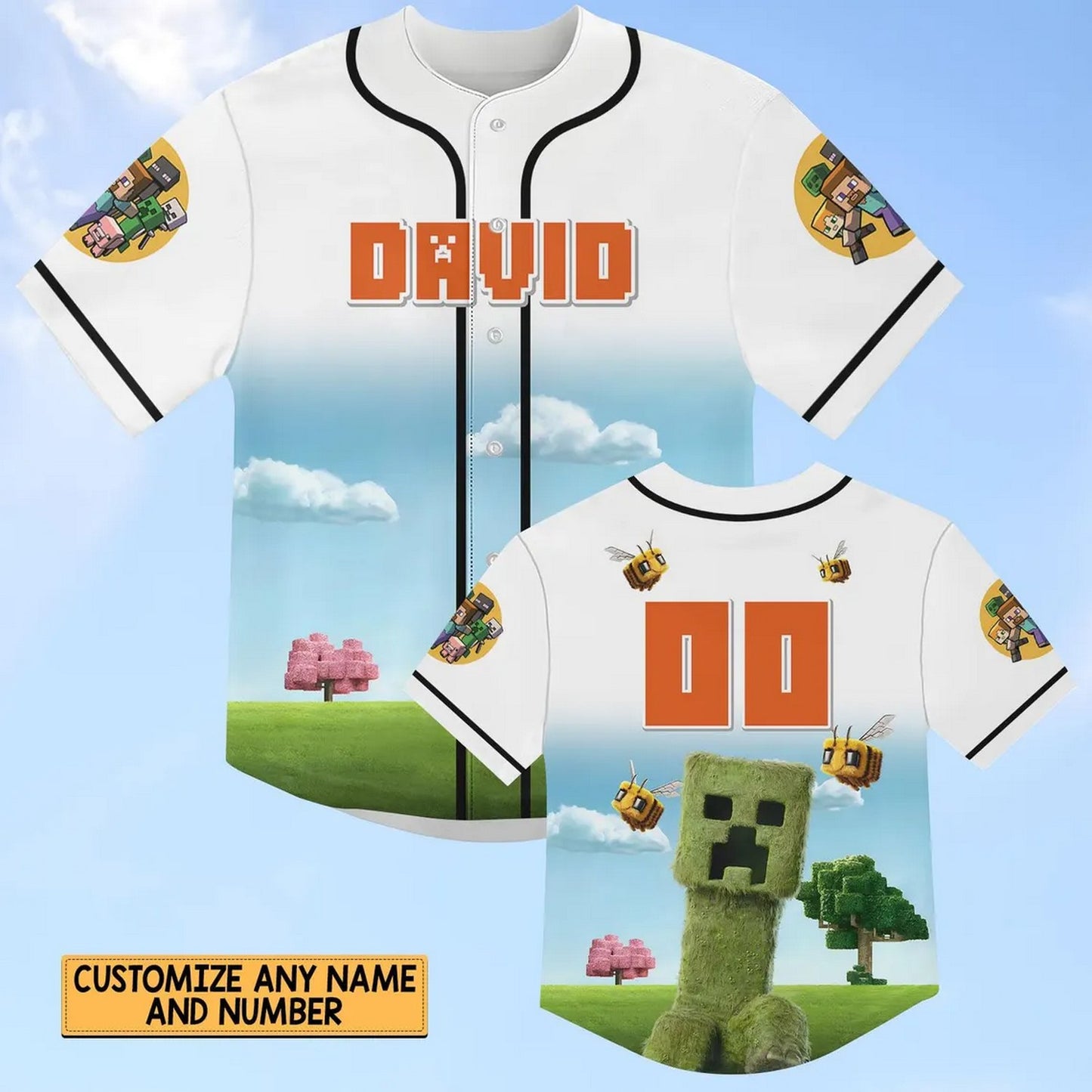 Custom Name Creeper Minercraft Baseball Jersey T-Shirts, Hoodie, Sweatshirt | WearSparks.com (Image 2)