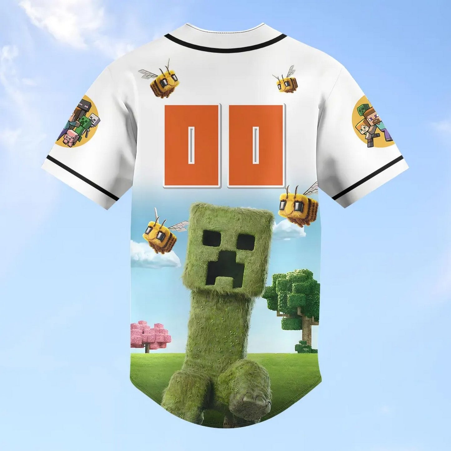 Custom Name Creeper Minercraft Baseball Jersey T-Shirts, Hoodie, Sweatshirt | WearSparks.com (Image 4)