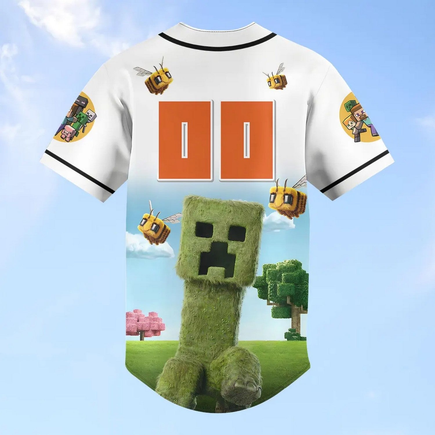 Custom Name Creeper Minercraft Baseball Jersey T-Shirts, Hoodie, Sweatshirt | WearSparks.com (Image 4)