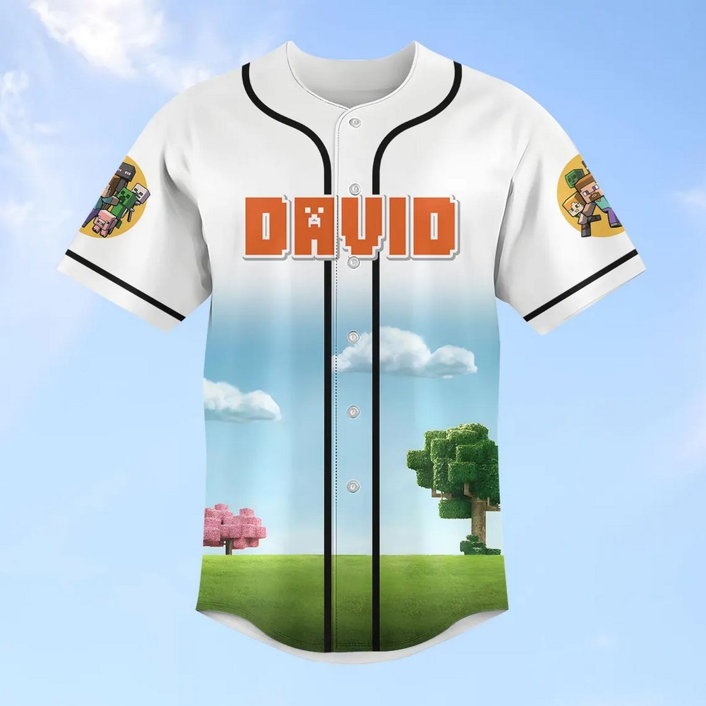 Custom Name Creeper Minercraft Baseball Jersey T-Shirts, Hoodie, Sweatshirt | WearSparks.com (Image 3)