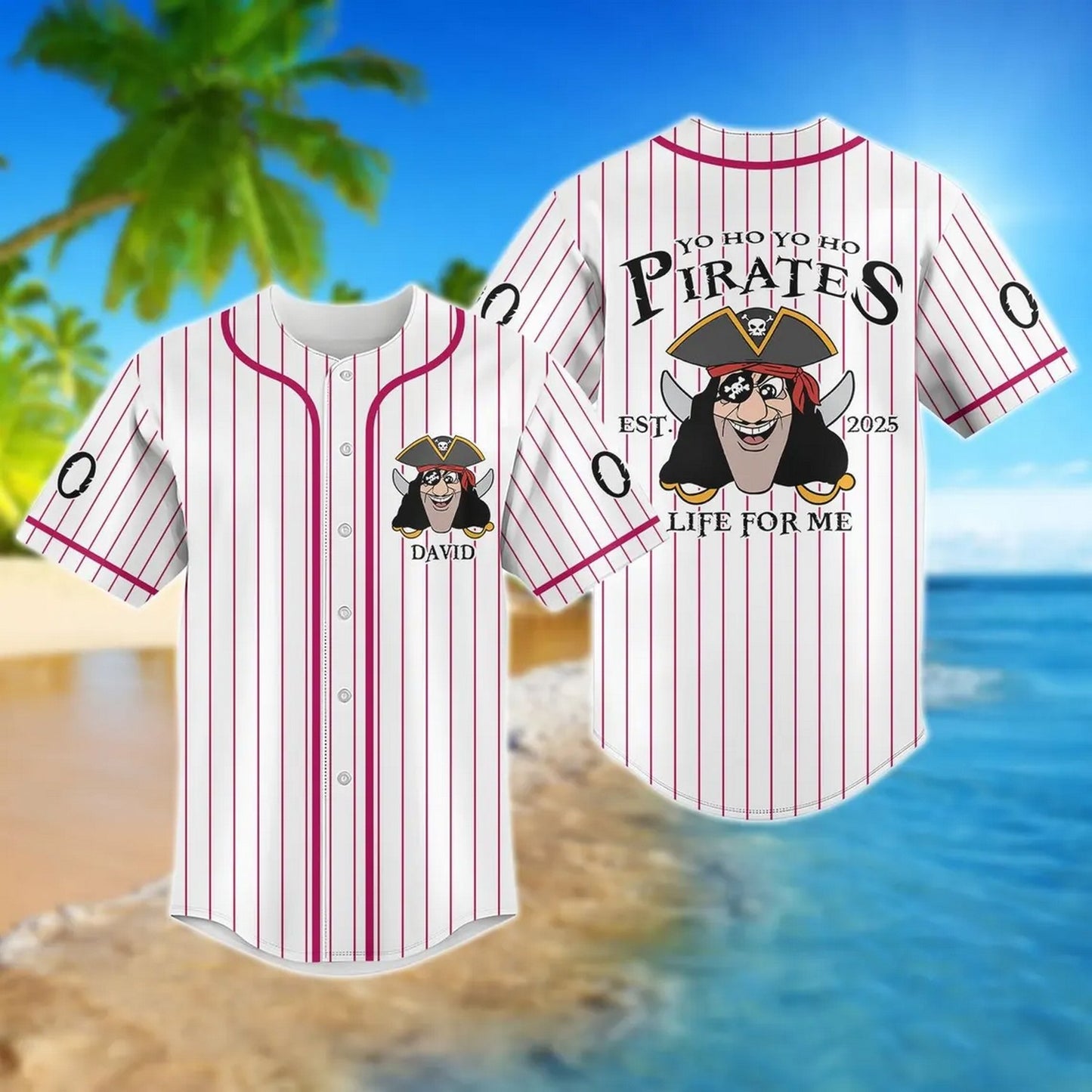 Custom Name Funny Captain Pirate Baseball Jersey T-Shirts, Hoodie, Sweatshirt | WearSparks.com (Image 1)